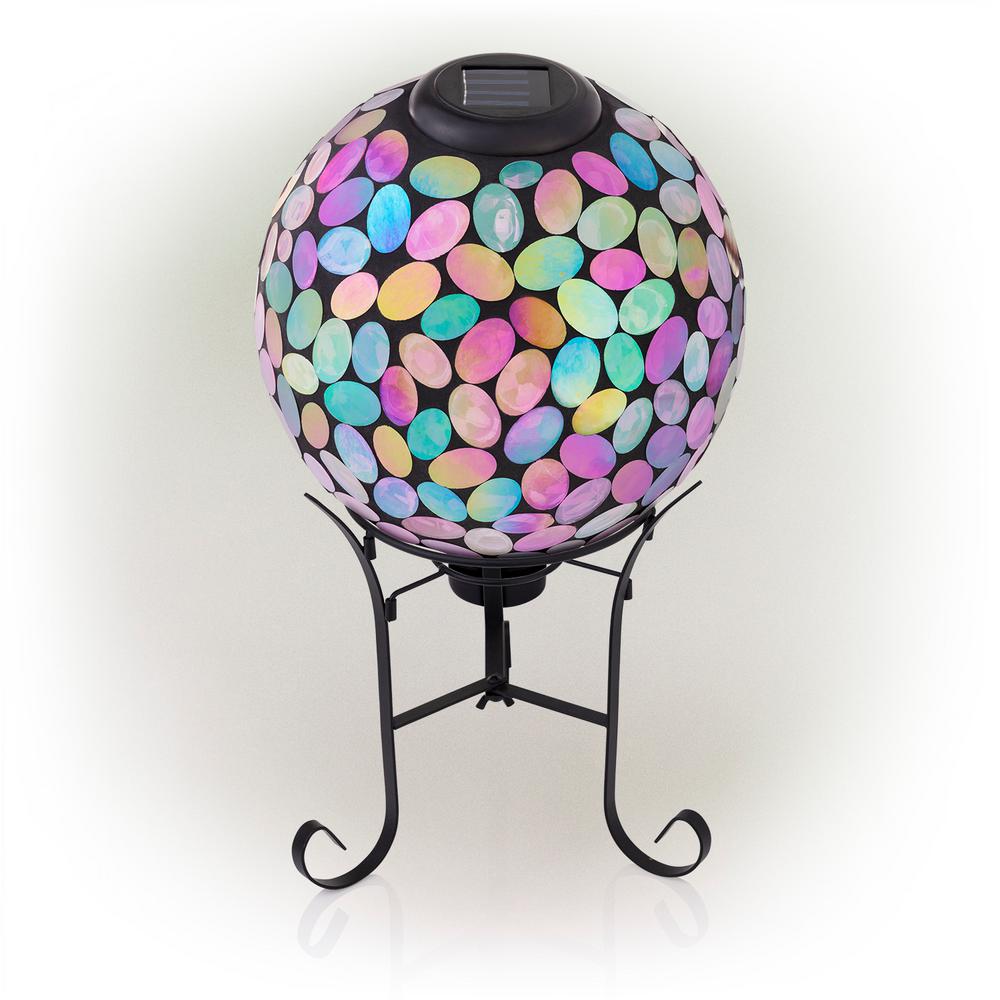 Solar Mosaic Pink Gazing Globe with Stand