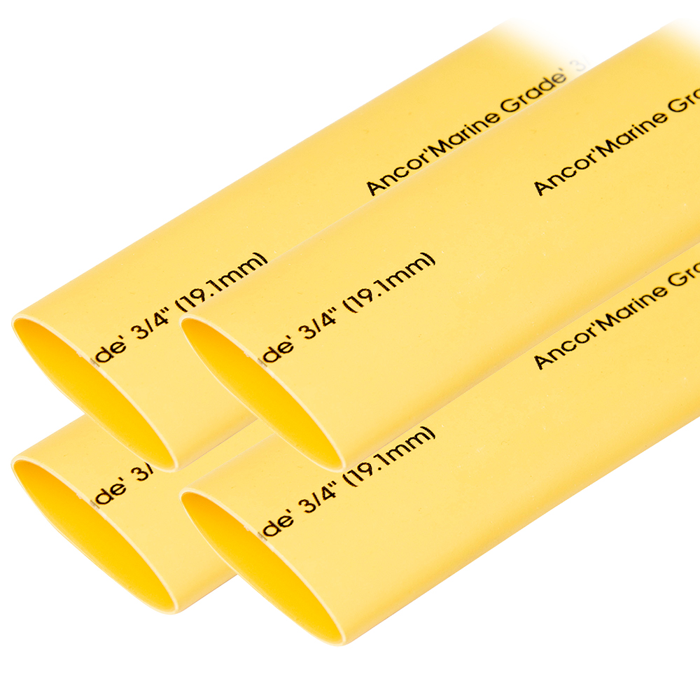 Ancor Heat Shrink Tubing 3/4" x 6" - Yellow - 4 Pieces