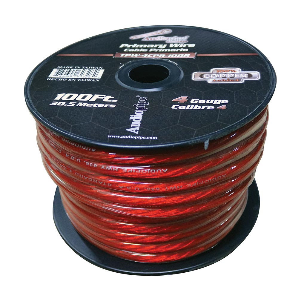 Audiopipe 4Ga Copper Wire 100F Red