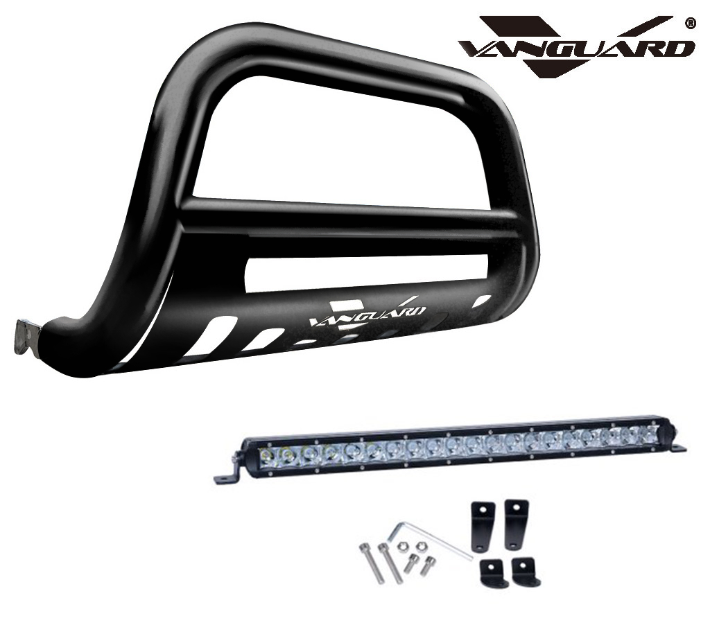 VGUBG-1935-0919SS 3 inch Black Bull Bar with Skid Plate and Built-In LED