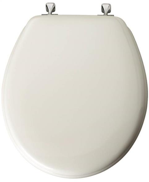 Bemis 44CP-000 Toilet Seat, For Use With Round or Elongated Bowls, Molded Wood, White