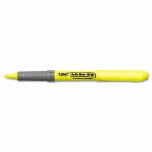 Brite Liner Grip Pocket Highlighter, Chisel Tip, Fluorescent Yellow, Dozen