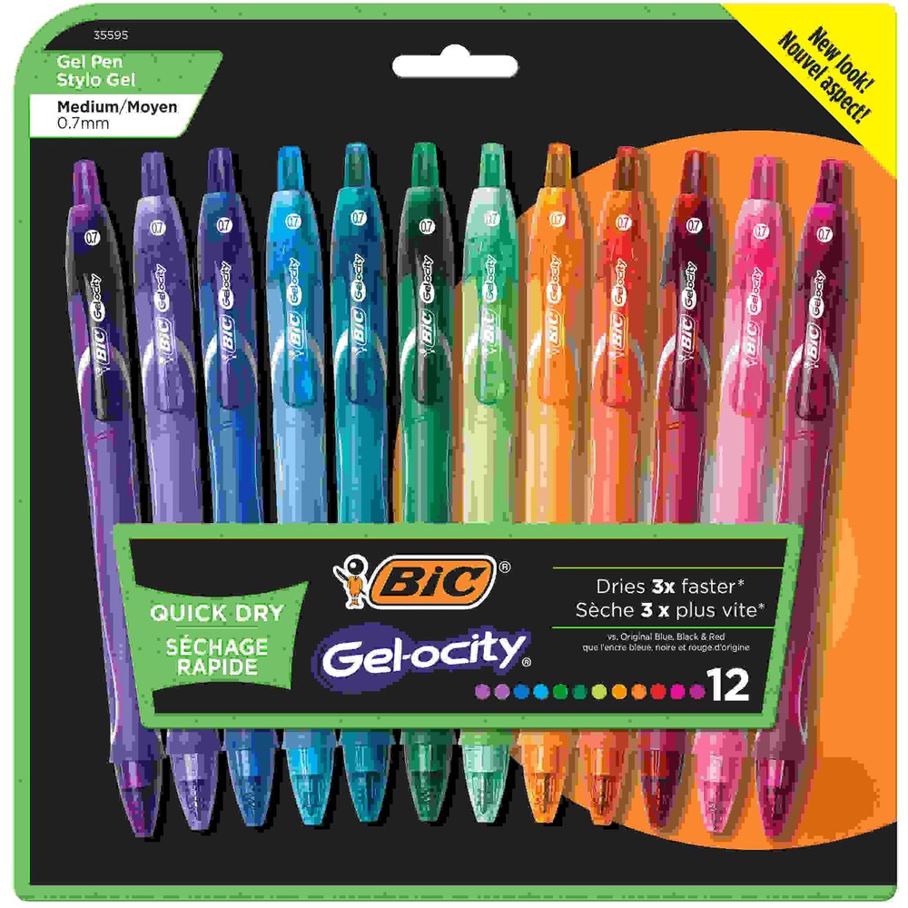 Gel-ocity Quick Dry Retractable Gel Pens, Assorted Fashion Colors, Pack of 12