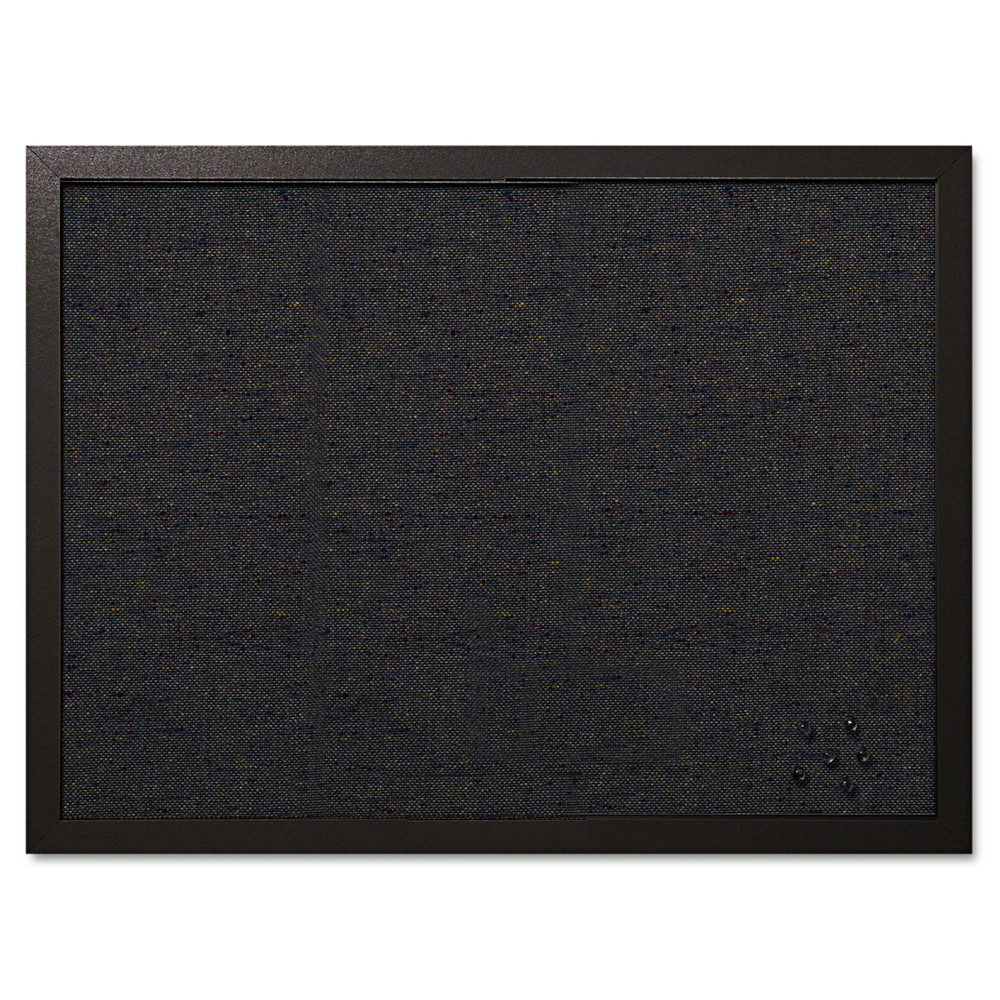 Designer Fabric Bulletin Board, 24X18, Black Fabric/Black Frame
