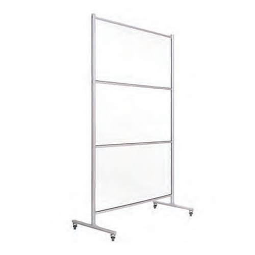 Protector Series Mobile Glass Panel Divider, 68.5 x 22 x 50, Clear/Aluminum