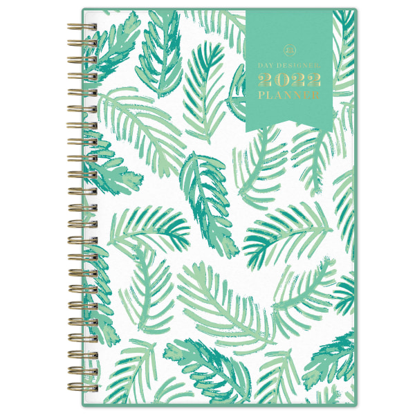 Day Designer Frosted Cover Weekly/Monthly Planner, 8 x 5, Palms, 2022