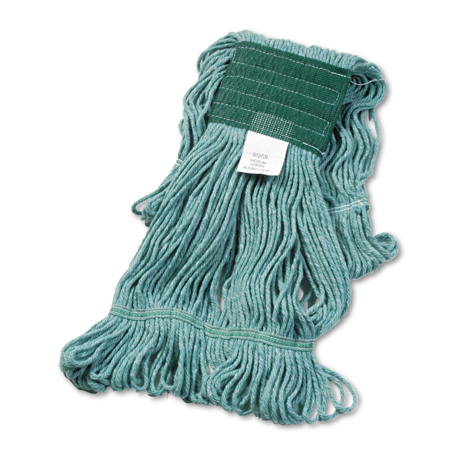 Super Loop Wet Mop Head, Cotton/Synthetic, Medium Size, Green, 12/Case