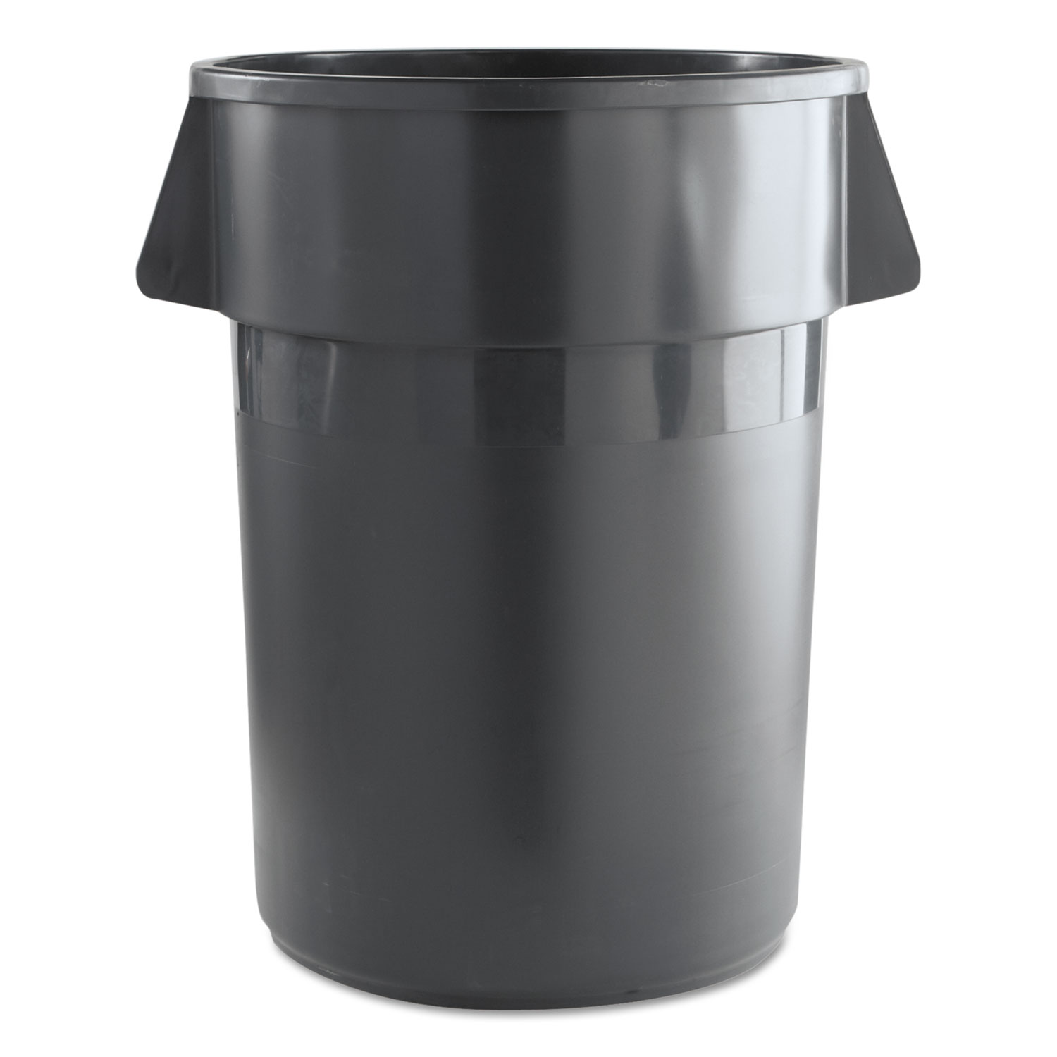 Round Waste Receptacle, Plastic, 44 gal, Gray