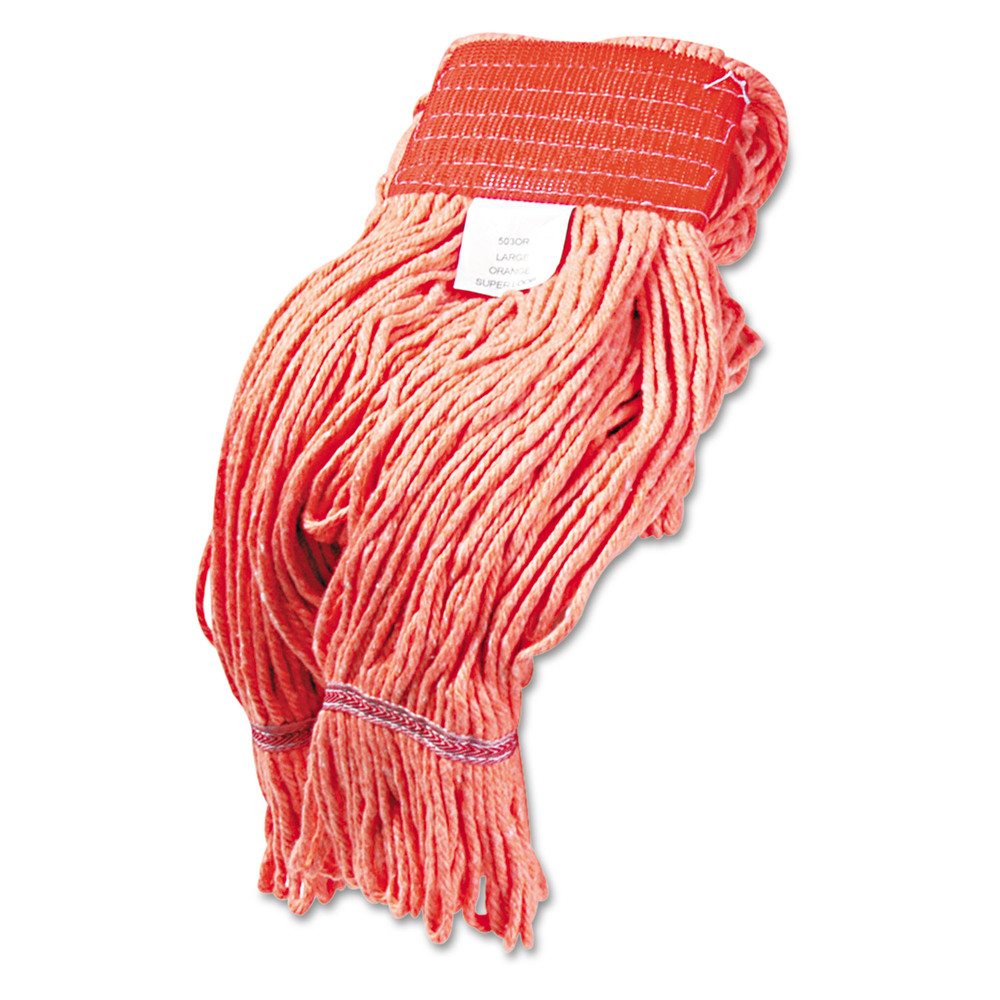 Super Loop Wet Mop Head, Cotton/Synthetic Fiber, 5" Headband, Large Size, Orange, 12/case