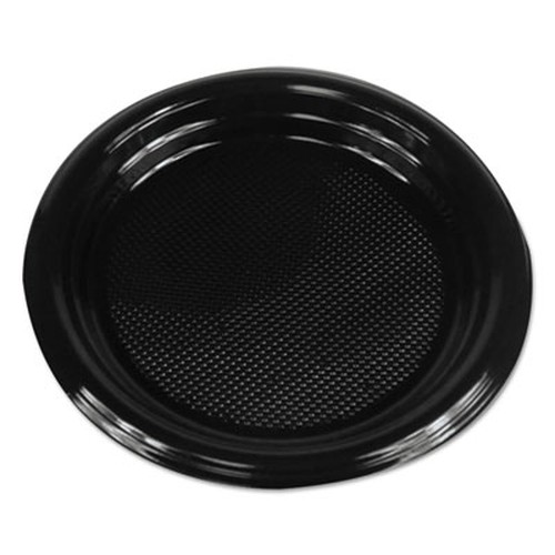 Hi-Impact Plastic Dinnerware, Plate, 6" Diameter, Black, 1000/Case