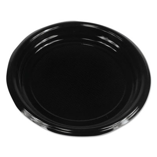 Hi-Impact Plastic Dinnerware, Plate, 9" Diameter, Black, 500/Case