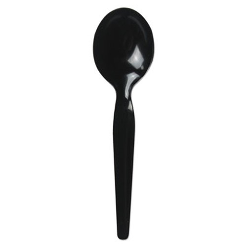 Heavyweight Polystyrene Cutlery, Soup Spoon, Black, 1000/Case