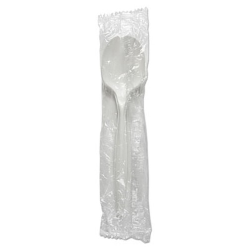 Mediumweight Wrapped Polypropylene Cutlery, Soup Spoon, White, 1000/Case