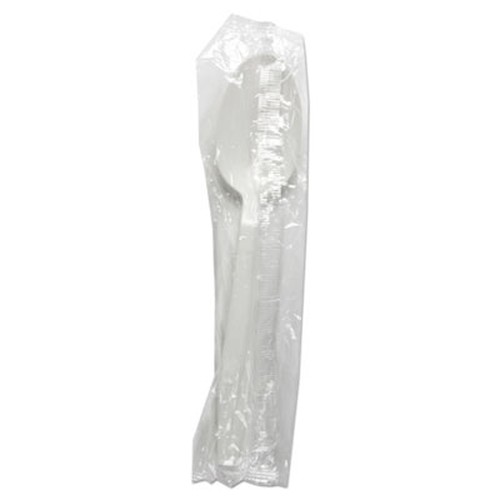 Heavyweight Wrapped Polypropylene Cutlery, Teaspoon, White, 1000/Case