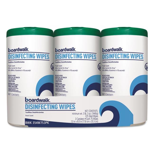 Disinfecting Wipes, 8 x 7, Fresh Scent, 75/Canister, 12 Canisters/Carton