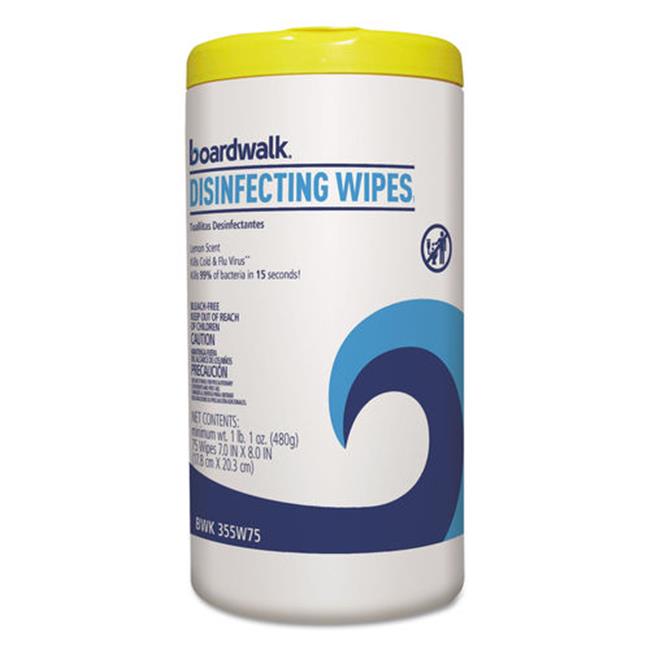 Disinfecting Wipes, 8 x 7, Lemon Scent, 75/Canister, 6 Canisters/Case