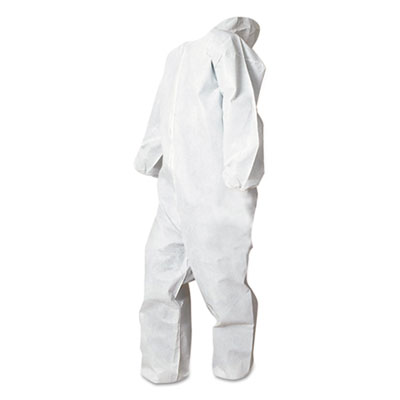 Disposable Coveralls, White, Large, Polypropylene, 25/Case