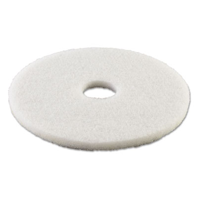 Standard Polishing Floor Pads, 16" Diameter, White, 5/Case