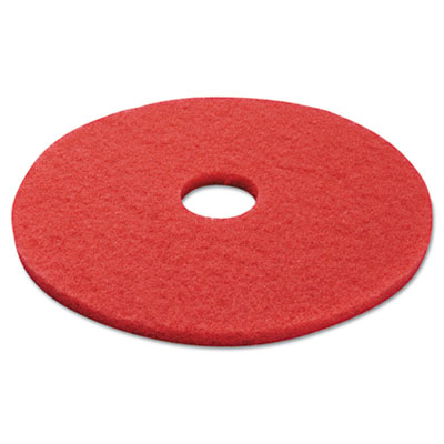 Standard Buffing Floor Pads, 17" Diameter, Red, 5/Case
