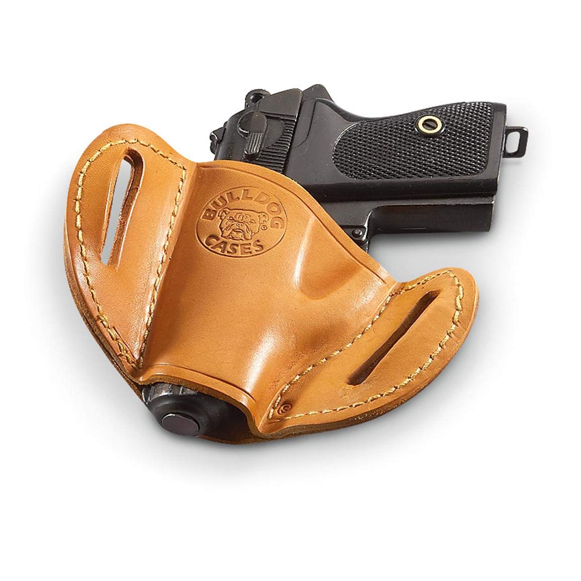 Bulldog Large right hand tan molded leather belt slide holster