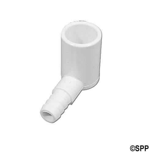 Fitting, PVC, Barbed Adapter, 90+, 3/8"RB x 1/2"Spg