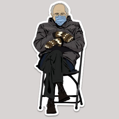 Bernie Sanders with Mittens Sticker