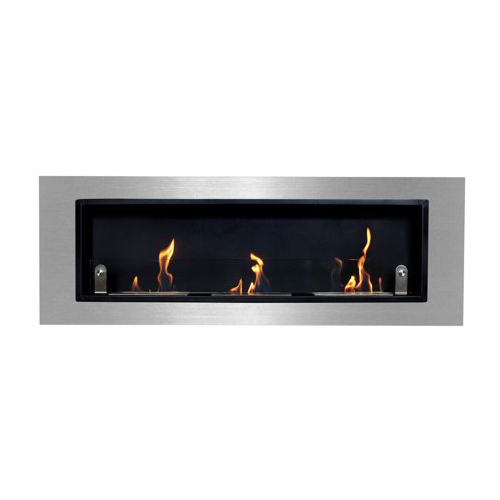 Bluworld Homelements NF-W4VET Nu-Flame Ventana Fireplace Brushed Stainless Steel Frame Three Burner and One Glass Safety Wind Gu