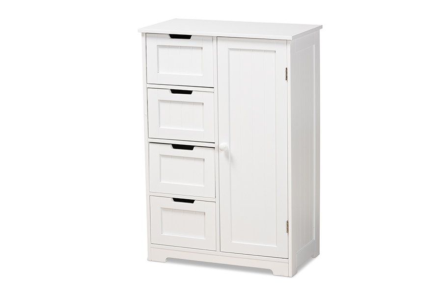 Baxton Studio Bauer Modern and Contemporary White Finished Wood 4-Drawer Bathroom Storage Cabinet