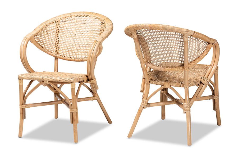 Baxton Studio Varick Modern Bohemian Natural Brown Finished Rattan Dining Chair