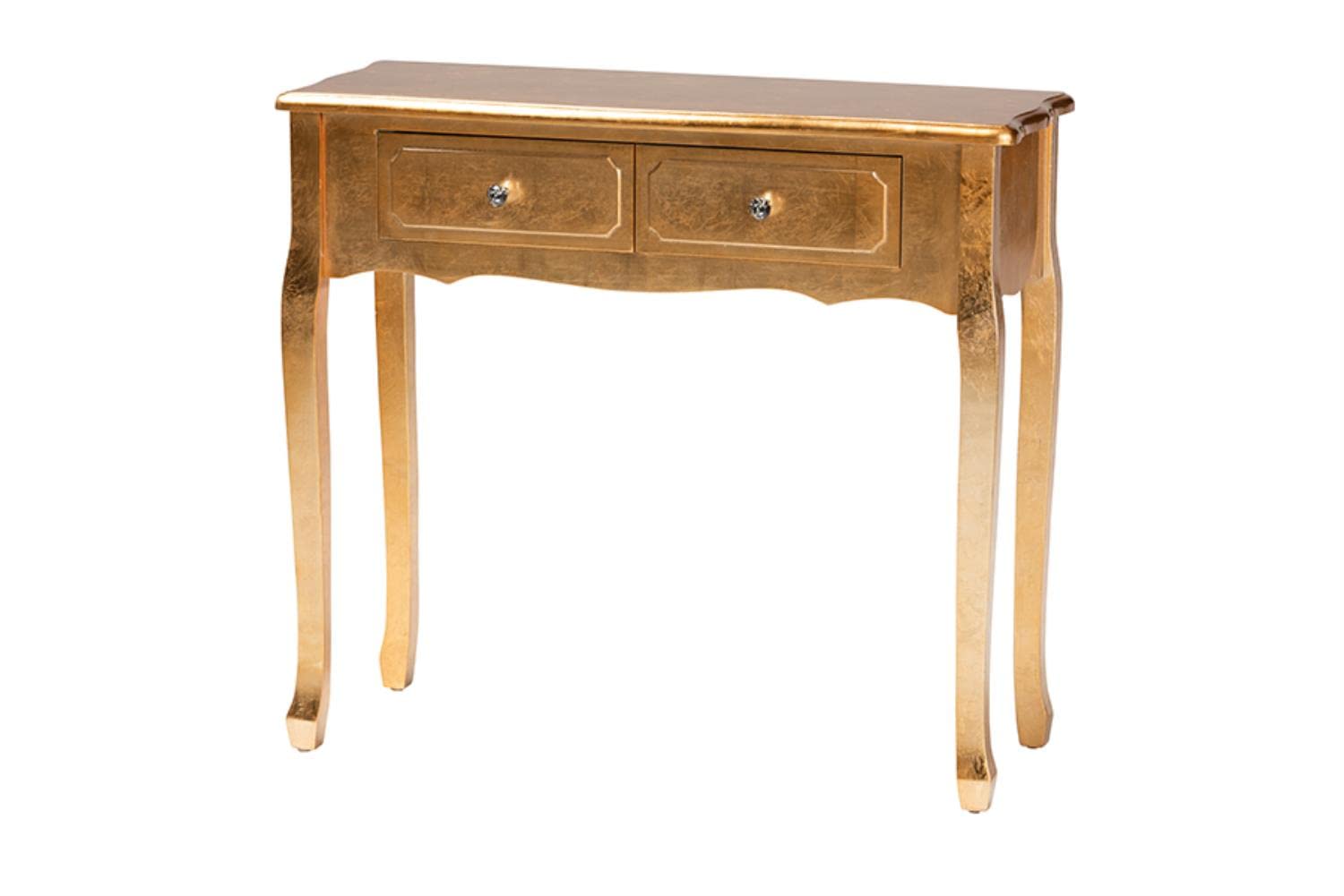 Baxton Studio Newton Classic and Traditional Gold Finished Wood 2-Drawer Console Table