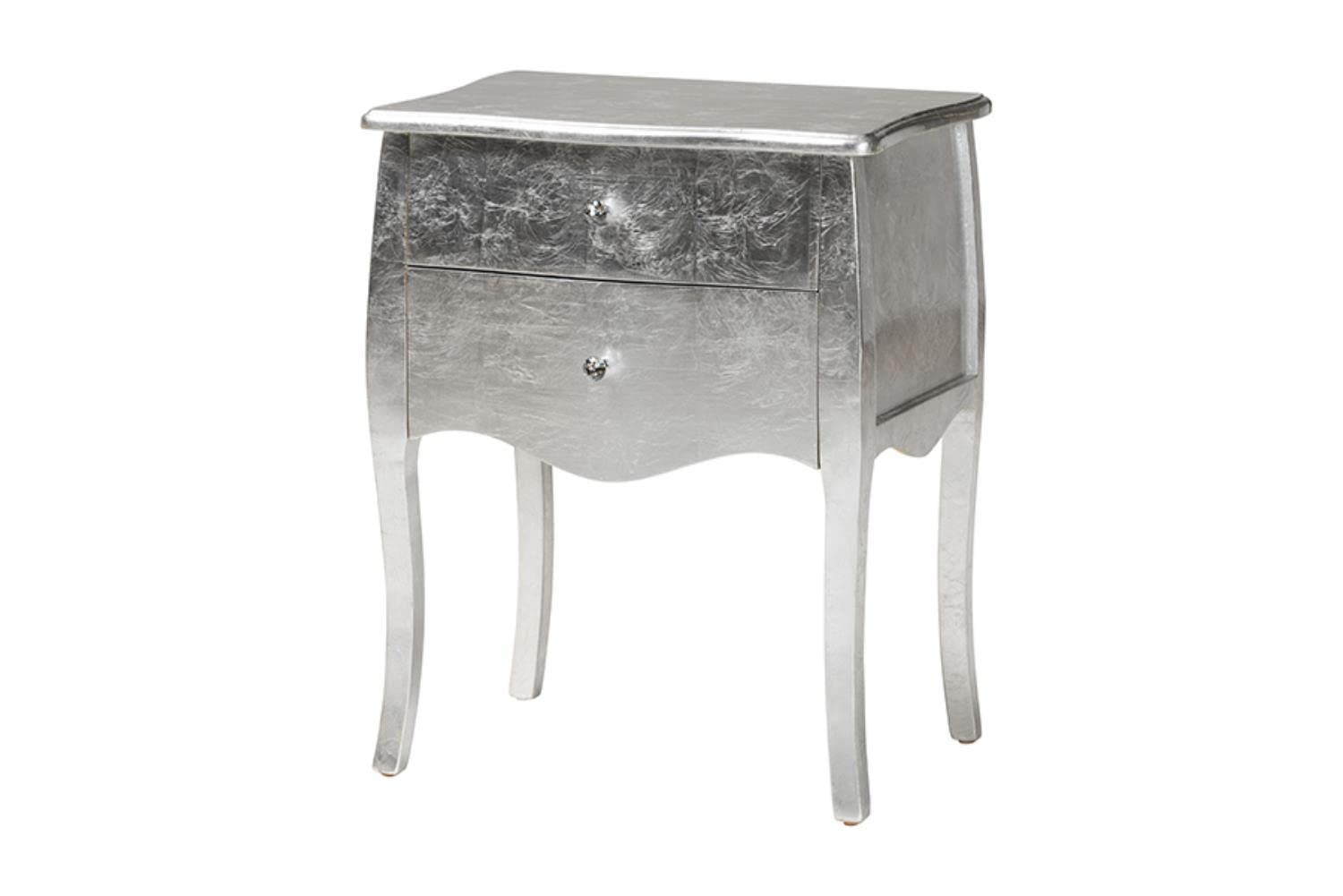 Baxton Studio Patrice Classic and Traditional Silver Finished Wood 2-Drawer Nightstand