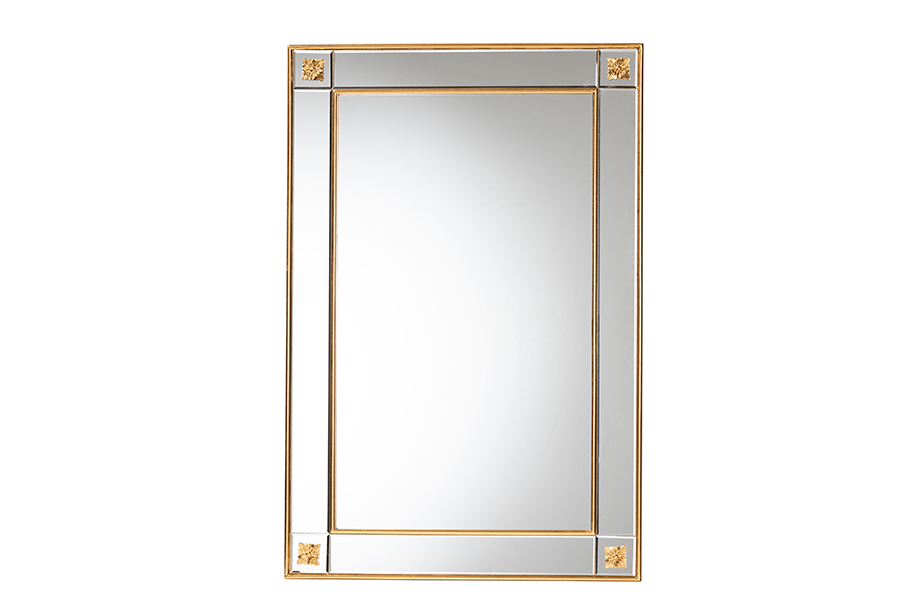 Baxton Studio Iara Modern Glam and Luxe Antique Goldleaf Finished Wood Accent Wall Mirror