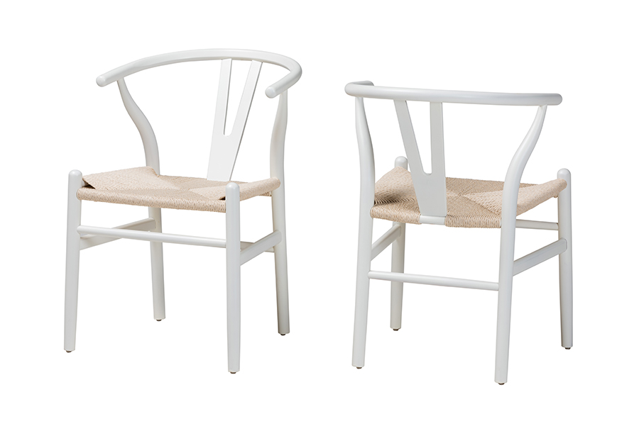 Baxton Studio Paxton Modern White Finished Wood 2-Piece Dining Chair Set