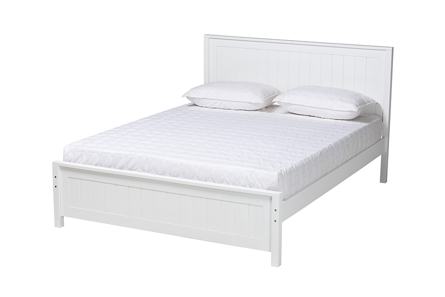 Baxton Studio Neves Classic and Traditional White Finished Wood Full Size Platform Bed