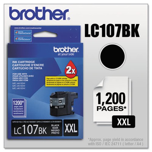 Brother Genuine Innobella LC107BK Super High Yield Black Ink Cartridge - Inkjet - High Yield - 1200 Pages - Black - 1 Each
