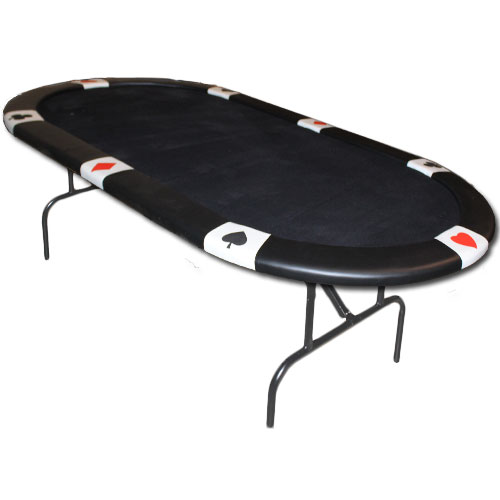 Black Felt Poker Table w/ Card Suit Rail 82x42