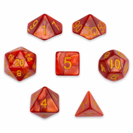 7 Die Polyhedral Set in Velvet Pouch, Dragon Scales