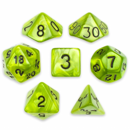 7 Die Polyhedral Set in Velvet Pouch, Swamp Ooze