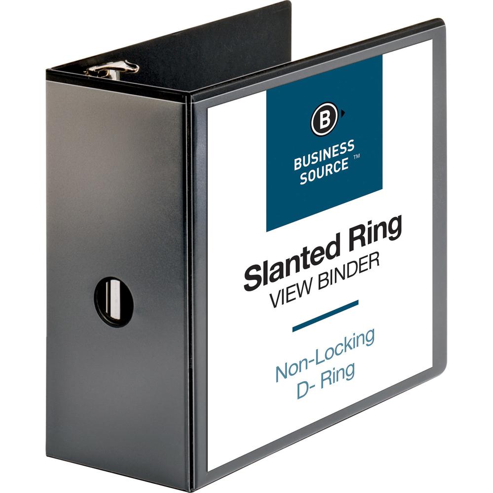 Business Source Basic D-Ring View Binders - 5" Binder Capacity - Letter - 8 1/2" x 11" Sheet Size - D-Ring Fastener(s) - Polypro