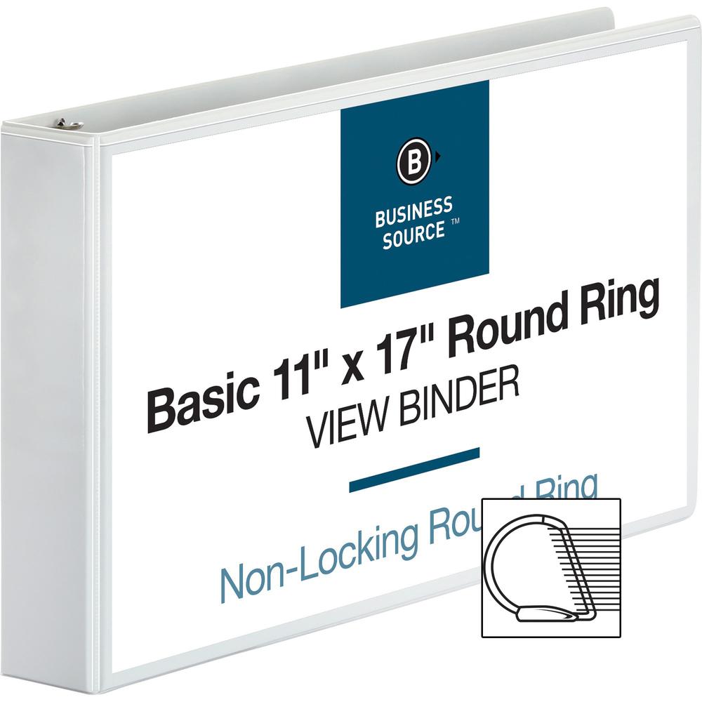 Business Source Tabloid-size Round Ring Reference Binder - 2" Binder Capacity - Tabloid - 11" x 17" Sheet Size - Round Ring Fast