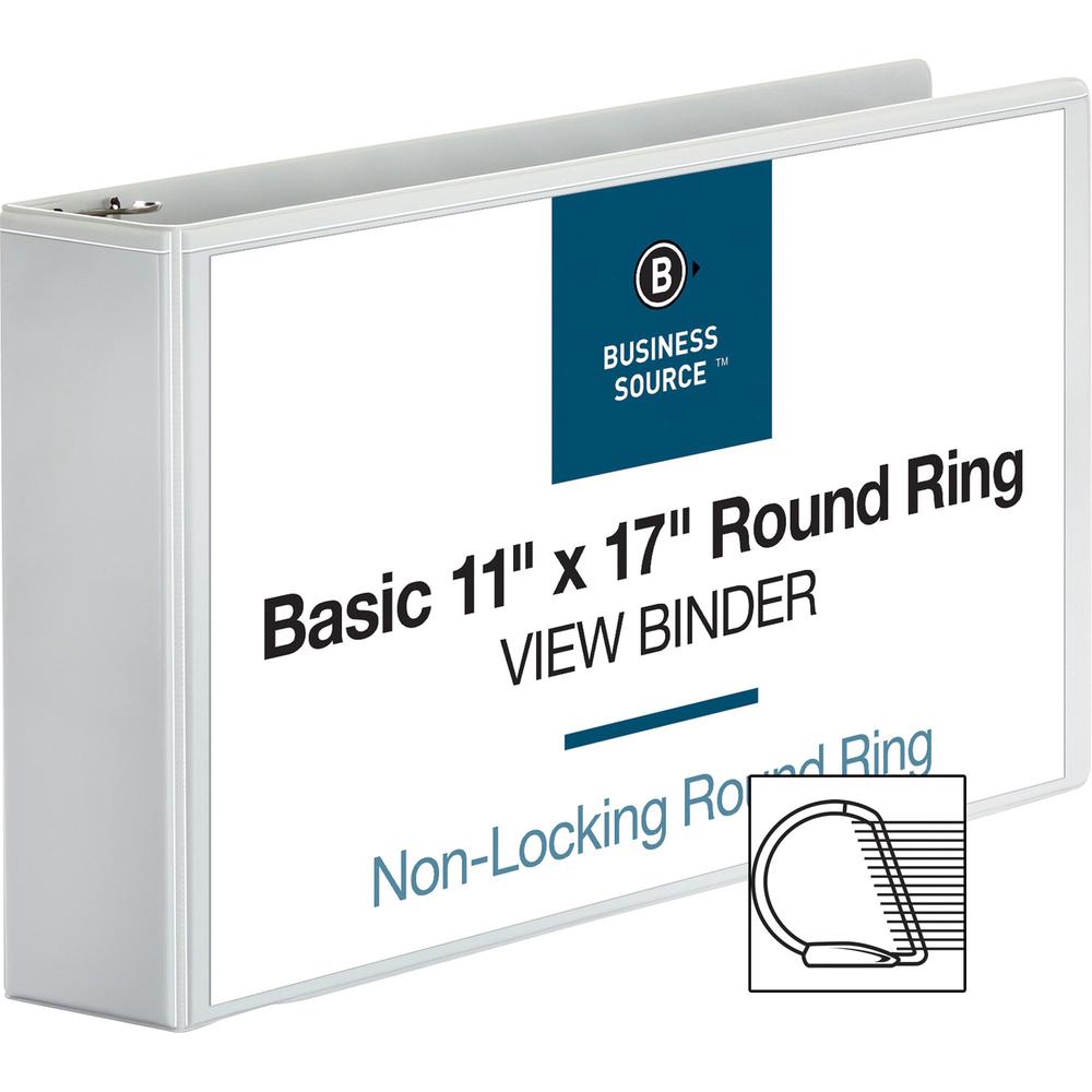 Business Source Tabloid-size Round Ring Reference Binder - 3" Binder Capacity - Tabloid - 11" x 17" Sheet Size - Round Ring Fast
