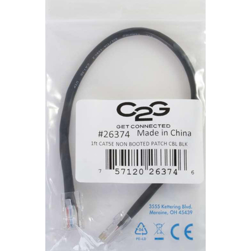 3' Cat5E Assem Patch Cable Black