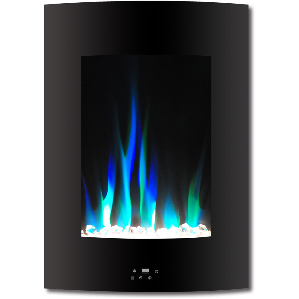 19.5" Vertical Color Changing Wall Mount Fireplace with Crystals