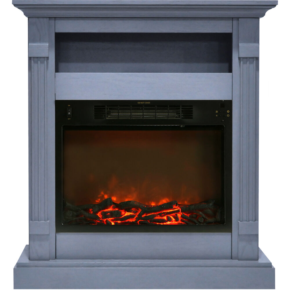 33.9"x10.4"x37" Sienna Fireplace Mantel with Log Insert