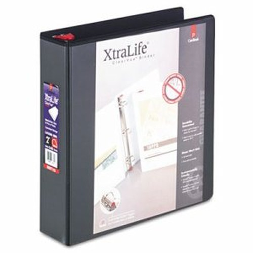 XtraLife ClearVue Non-Stick Locking Slant-D Binder, 2" Cap, 11 x 8 1/2, Black