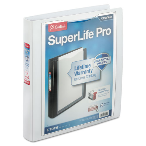 SuperLife Pro Easy-Open ClearVue Locking Slant-D Binder, 1", 11 x 8 1/2, White