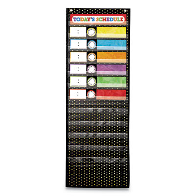 Deluxe Scheduling Pocket Chart, 12 Pockets, 13w x 36h, Black