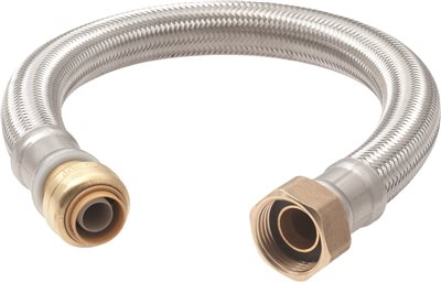 CASH ACME WATER HEATER CONNECTOR, STAINLESS STEEL, 1/2 IN. X 3/4 IN. FIP, 15 IN., LEAD FREE