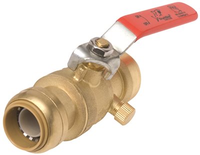 CASH ACME SHARKBITE BALL VALVE WITH DRAIN, 1/2 IN., LEAD FREE