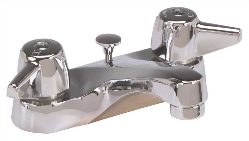 CENTRAL BRASS 2 HANDLE BATHROOM FAUCET WITH 4 IN. CENTERS AND POPUP DRAIN CHROME #1137DA